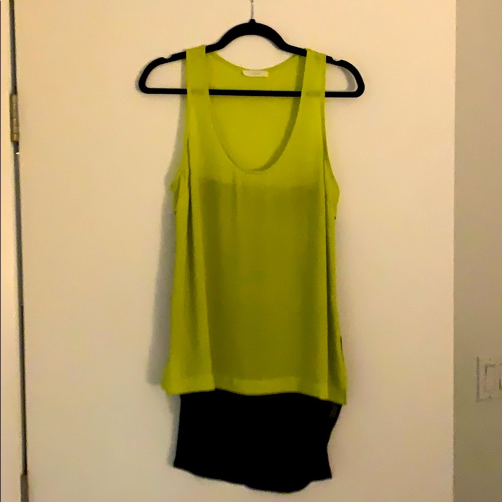 Color block black/neon green tank